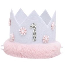 Winter Onederland 1st Birthday Crown for Girls - Pink Snowflake Fisrt Birthday