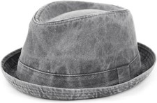 Men's Casual Vintage Style Washed Cotton Fedora Hat Small-Medium, F2233black