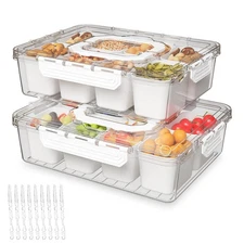 Best REBECAT Divided Serving Tray with Lid and Handles 8 Compartments Snack Box