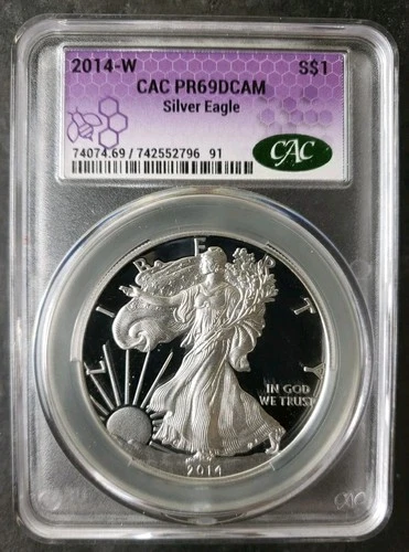 2014 W Proof $1 American Silver Eagle Dollar CAC PR69 DCAM