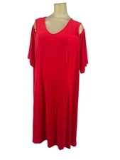 H By Halston Womens Red Cold Shoulder jet set knit Dress size  2X plus
