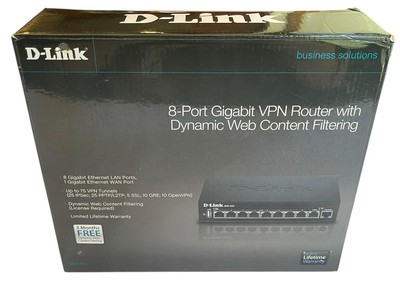 D-Link VPN Router, 8 Port Gigabit with Dynamic Web Content Filtering NEW 