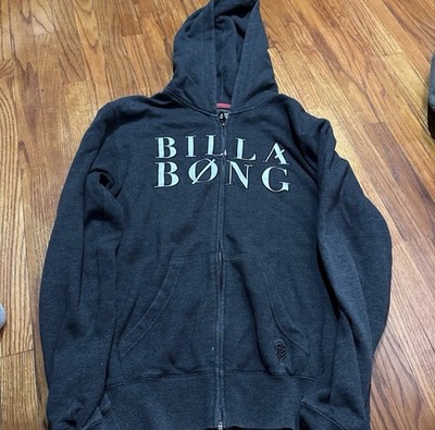 Billabong Men's Dark Gray Full Zip Hooded Fleece Hoodie Medium with Pockets