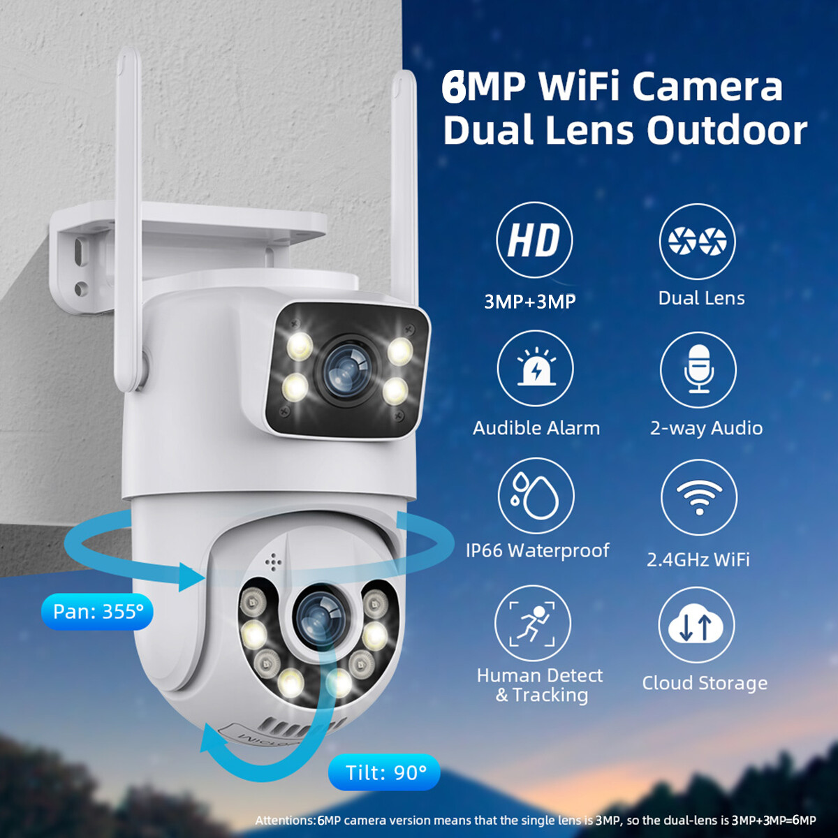 Security Camera Wireless Outdoor 3MP HD Home Night Vision Wifi CCTV Camera-image