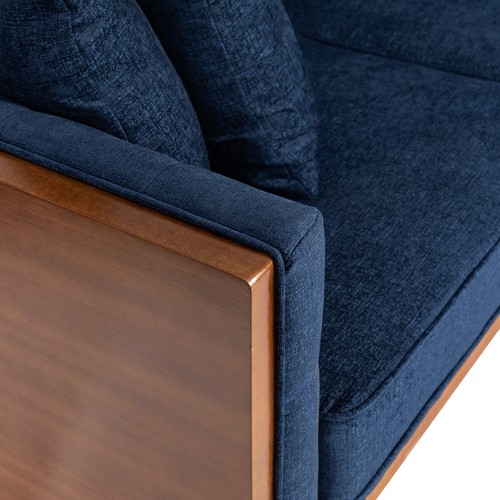 Mid Century Modern Fabric Tufted Loveseat with Accent Pillows - Picture 19 of 27