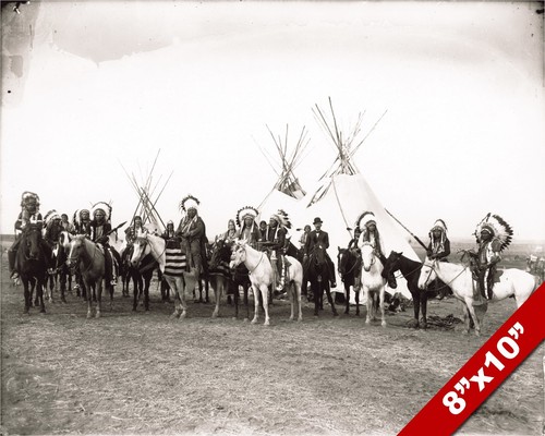 NATIVE AMERICAN COLUMBIA PLATEAU INDIANS ON HORSES PHOTO ART REAL CANVAS PRINT - Picture 1 of 5