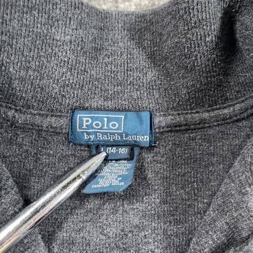 Vintage POLO Ralph Lauren Sweater Boys Large Grey 1/4 Zip Pullover Pony Logo Y2K - Picture 5 of 14