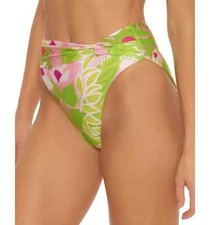 Trina Turk L94424 Green La Palma Twist Front High-Waist Swim Bottoms Size 6