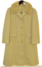 Vintage Regency Pure Cashmere Full Length Fur Collar Over Coat Jacket Us Size 10