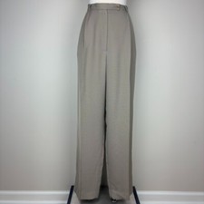 Charter Club Vintage Women's Pants Size 12 Wide Leg Black Tan Check Pattern Work