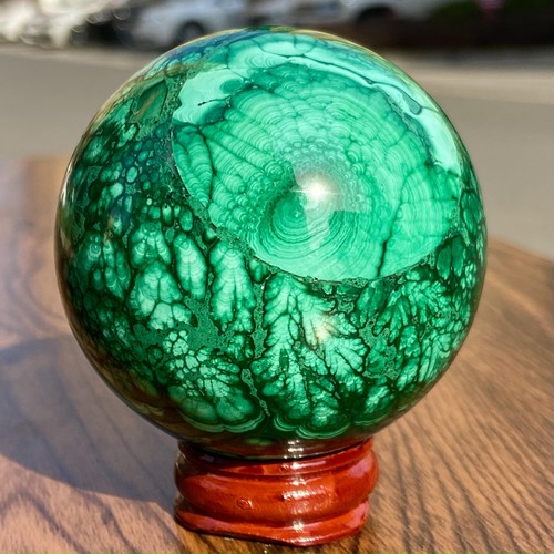 407G Polished Malachite Sphere - Banded Green Crystal Ball - 第 6/12 張圖片