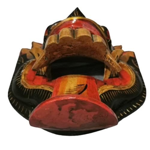 Mask Barong Dragon Decor Christmas Tongue Wall Wood Carved Painted Tribal Black - Picture 5 of 10