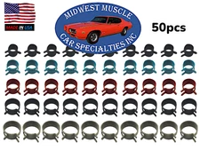 50pc Chevelle NOS Vacuum Fuel Hose Pinch Spring Clip Clamp Clamps Clips Kit CB