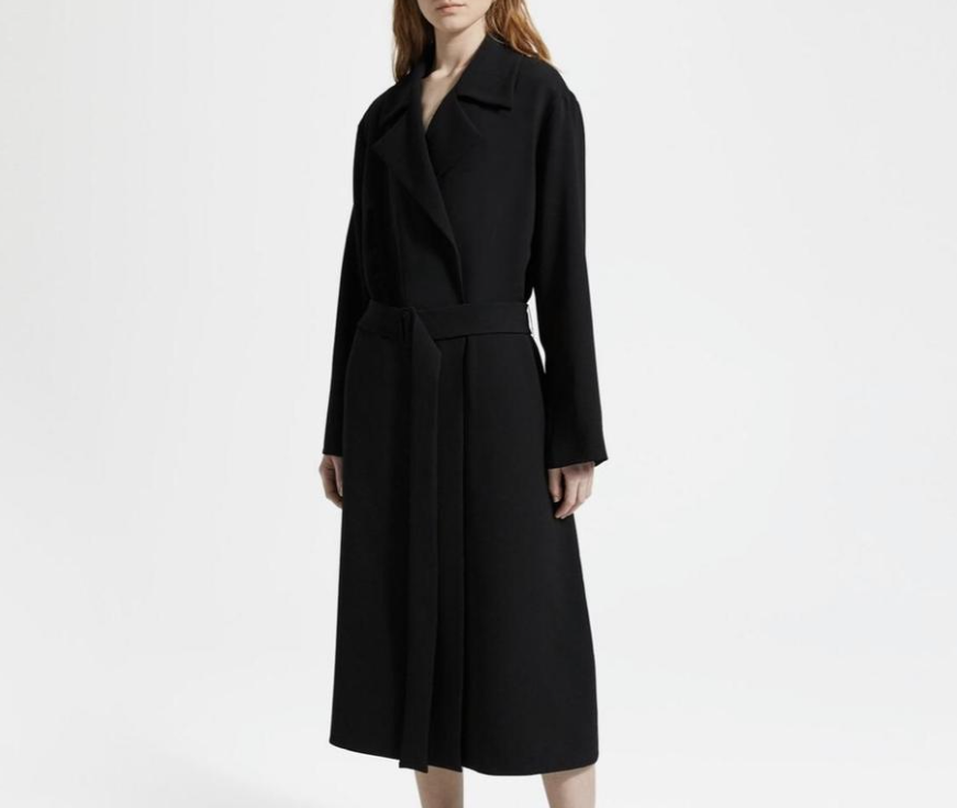 THEORY Womens Trench Coat Simple Solid Black Size L J0109408 eBay