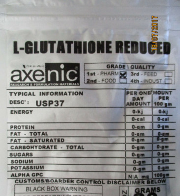  100 Grams L - GLUTATHIONE REDUCED Pharm' Grade,PURE POWDER 99.1%