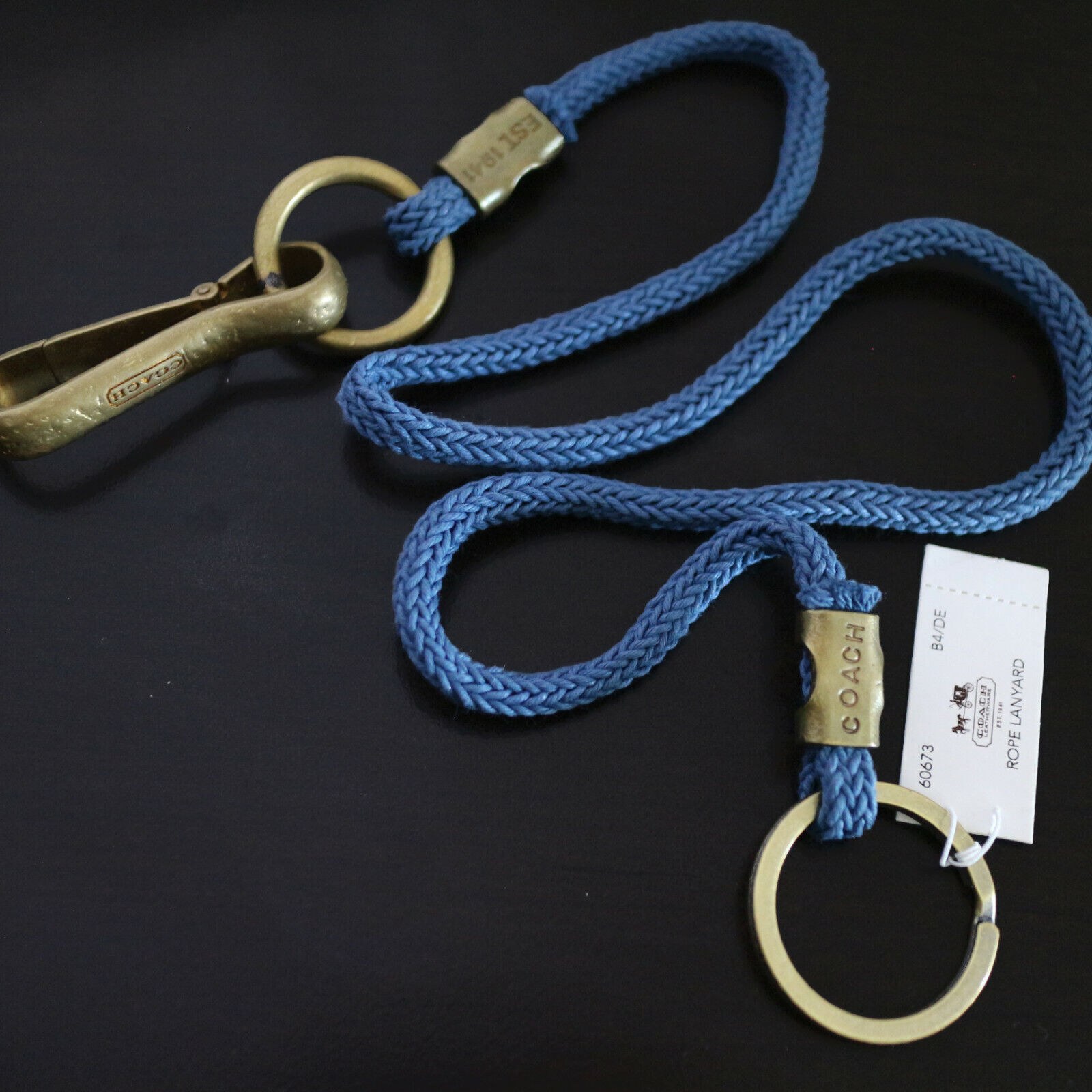 NWT COACH Men's Blue Rope Lanyard Keychain 60673 Key Ring FOB NEW RARE $99  NEW 885135135311 | eBay