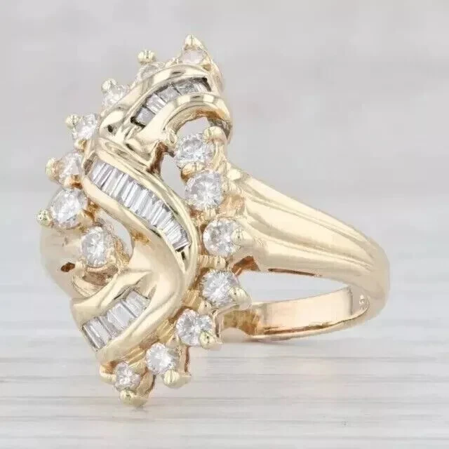 2Ct Baguette Cut Simulated Diamond Wedding Cluster Ring 14K Yellow Gold Plated - Image 4 of 4