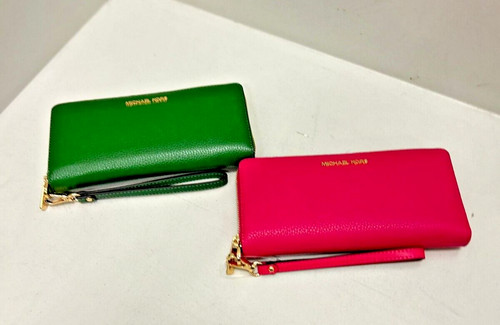 Michael Kors Travel Large Continental Leather Long Zip Around Wallet Wristlet MK