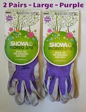 2 PURPLE Large Showa 370 FLOREO Unisex Lightweight Gardening Glove Nitrile Palm