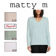 Matty M Ladies' Cozy V-Neck Top Super Soft Sweater Pullover | E41