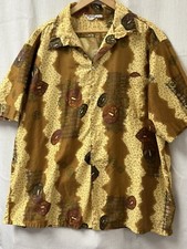 Vintage 1960s Tropicana Hawaiian Shirt Men's Brown  LARGE TO X-LARGE  READ DES