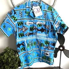 Vintage Ocean Pacific Fish Abstract Shirt Skateboard Surf 1970s 1980s OP
