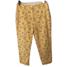 Lilly Pulitzer Capri Pants Lined Size 6 Yellow Pink Floral Actual 29 X 24