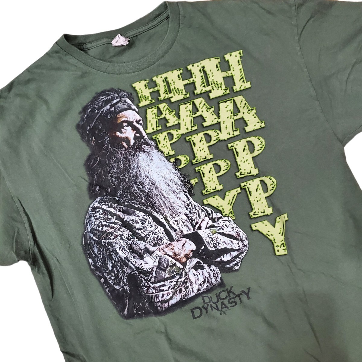 DUCK DYNASTY Shirt Adult XL Green HAPPY Phil Robertson