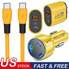 65W Fast Type C Wall/Car Charger & 4FT Cable For Samsung A15 A16 5G A25 A35 A55