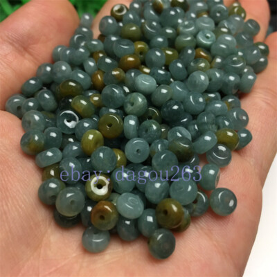 50-100PCS Natural Jade Abacus Bead Button Ice jade Blue Water DIY（5.5*3mm）