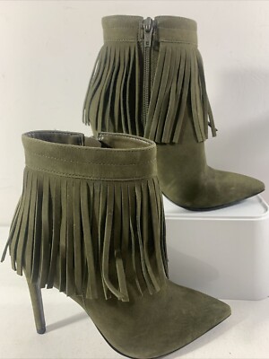 ALDO Olive green Leather Ankle Tassal/fringe full Size  UK