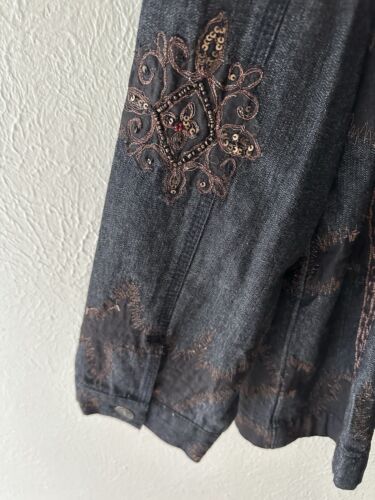 CHICO’s DAMEN JEANSJACKE BRONZE BESTICKT PAILLETTEN GRÖSSE 3 VORNE GEKNÖPFT - Bild 7 von 10