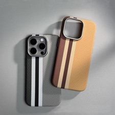 Carbon Fiber Texture PC Magsafe Case For iPhone 15 14 13 Pro Max Magnetic Cover