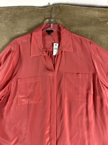 Talbots Blouse Women’s Petite 3XP button up pink SILK NEW Classic washable - Picture 3 of 17