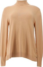 IMAN Global Chic Turtleneck Sweater Button LATTE S NWOT 151 