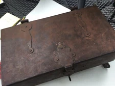 RARE AUTHENTIC HAND FORGED METAL/ IRON STRONG BOX SUPER COOL DETAILS 