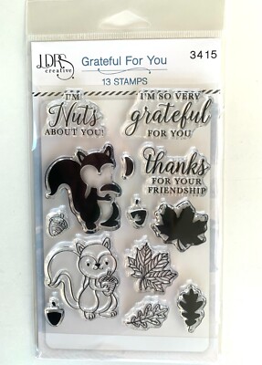 LDRSCreative 13 Piece Photopolymer Stamp Set GRATEFUL FOR YOU Squirrel