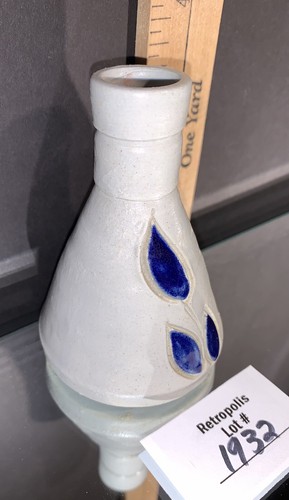 Jarrón Williamsburg Pottery Bud hoja azul gres esmalte de sal vintage - Imagen 2 de 6