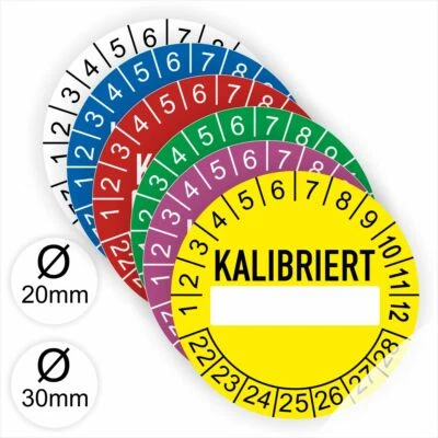 Prüfplaketten Kalibriert Ø: 20mm oder 30mm NEU Plaketten Wartungsetiketten