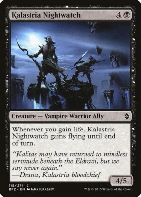 Kalastria Nightwatch 115 PLST BFZ Vampire Warrior Ally Jama Jurabaev Black MTG