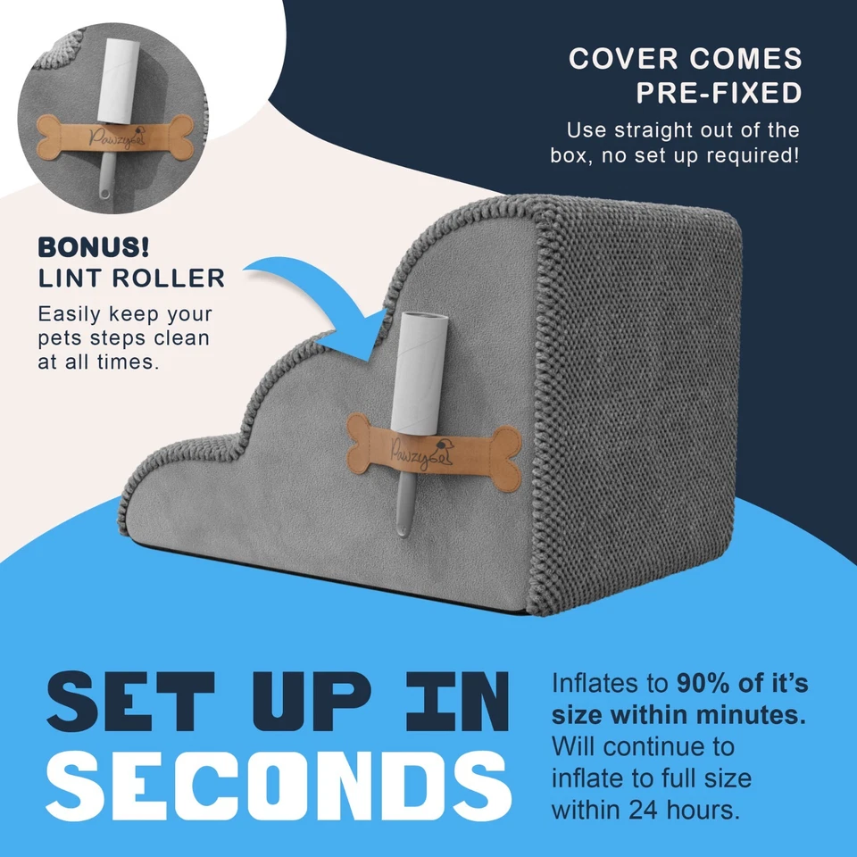 Escaleras de espuma para mascotas para cama, sofá o ventana CUBIERTA FIJA - Escalones anchos para perros para cama Foto 4 de 4