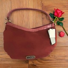 Borsa a spalla firmata Cavalli scamosciata, con etichetta, rosso scuro 21x48