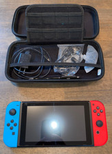 Nintendo Switch Blue/Red Joycons w/Travel Case and Accesories