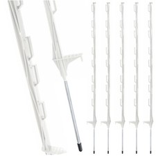 WHITE PLASTIC FENCING PINS POSTS STAKES. 1m high for Temporary Event Fencing x 5