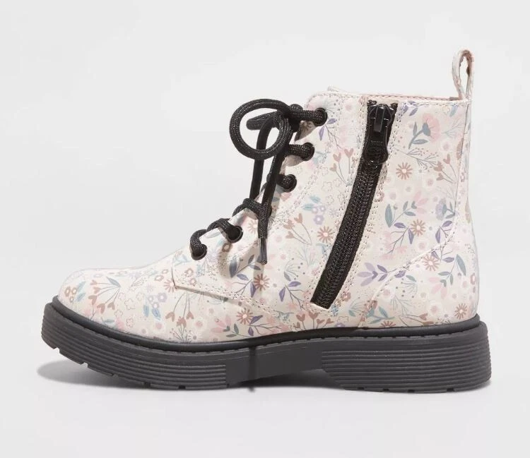 Girls floral top combat boots