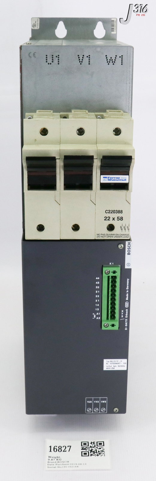 16827 BOSCH POWER SUPPLY FOR DIGITAL SERVO DRIVE, 1070084067-109 NV 21/1F-D