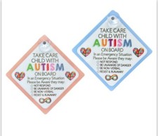Autism Car Sign - Awareness Sign In An emergency. Car sign.