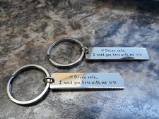Lot of 2 Drive Safe I Need You Here With Me Stainless Steel Keychains
