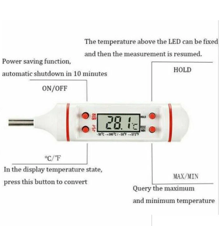Kitchen Meat Thermometer Food Cooking Water Temperature BBQ Temperature Gauge