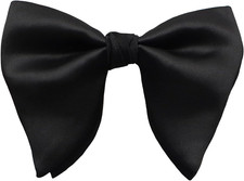 Mens Oversized Satin Silk Bow Tie Solid Color Formal Tuxedo Big Bowtie C- Black